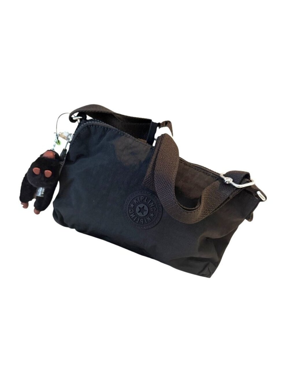 Kipling Boyd True Black Monkey Nylon Double Zip Adjustable Strap Crossbody NWT